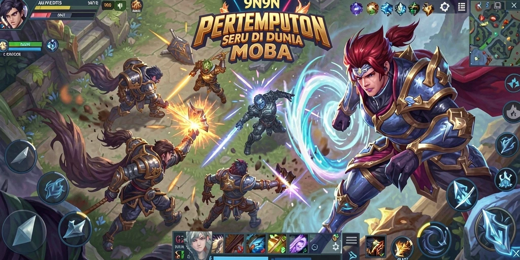 Screenshot gameplay mendebarkan di 9N9N dengan tim bertarung.