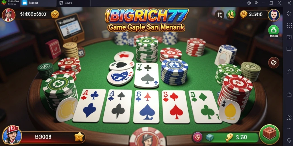 Screenshot gameplay BIGRICH77 menampilkan suasana bermain Gaple yang interaktif dan seru.