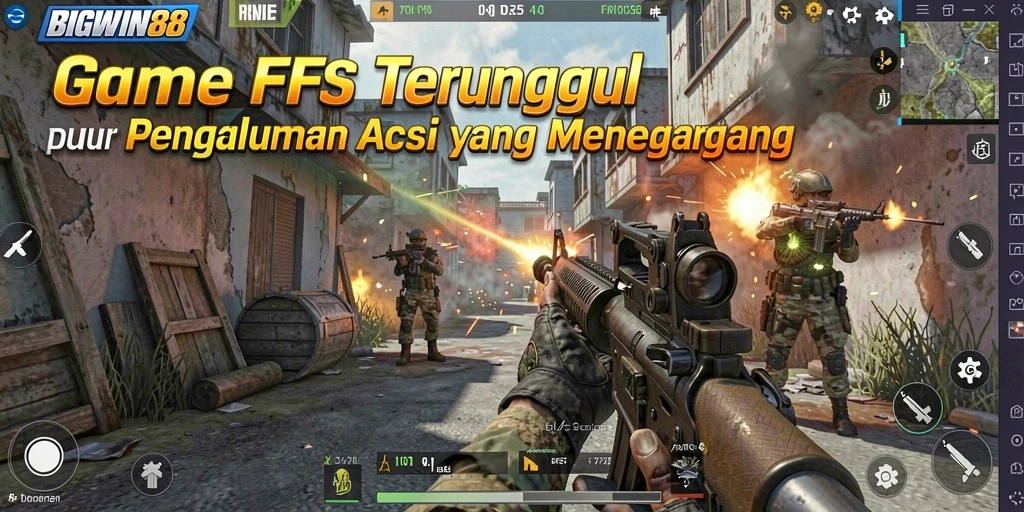 Screenshot menampilkan aksi intens dalam permainan FPS BIGWIN88.