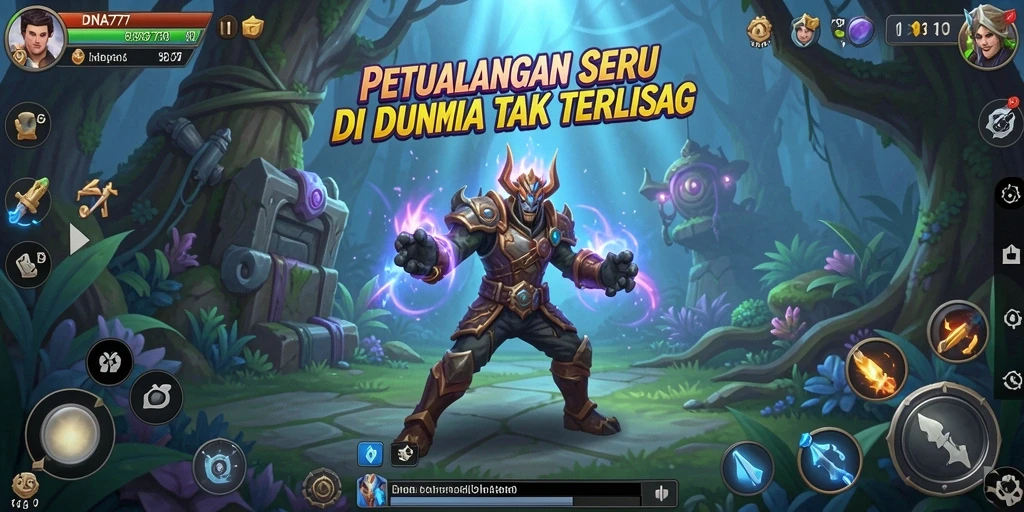Screenshot menunjukkan gameplay menarik dan menantang dari DNA777.