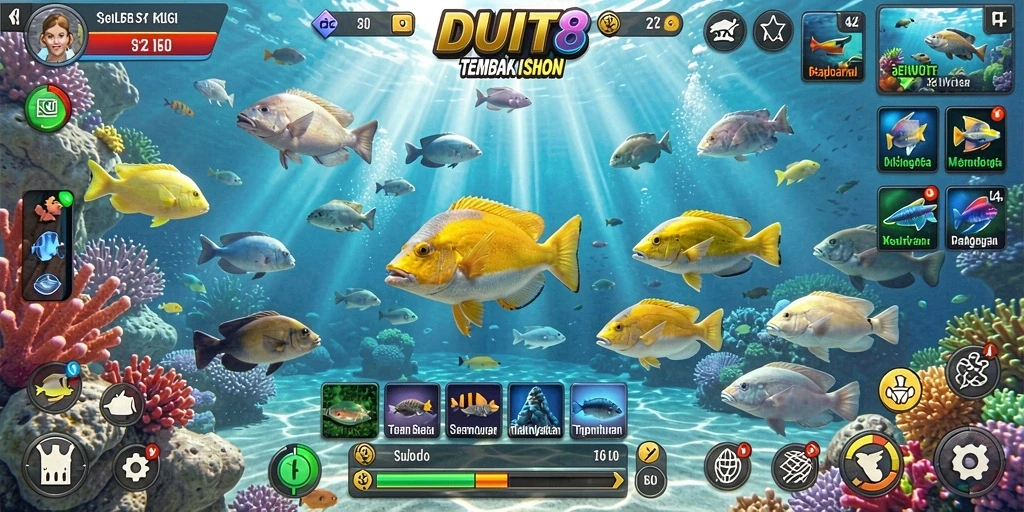 Tampilan menarik dari gameplay Tembak Ikan DUIT8 yang seru.