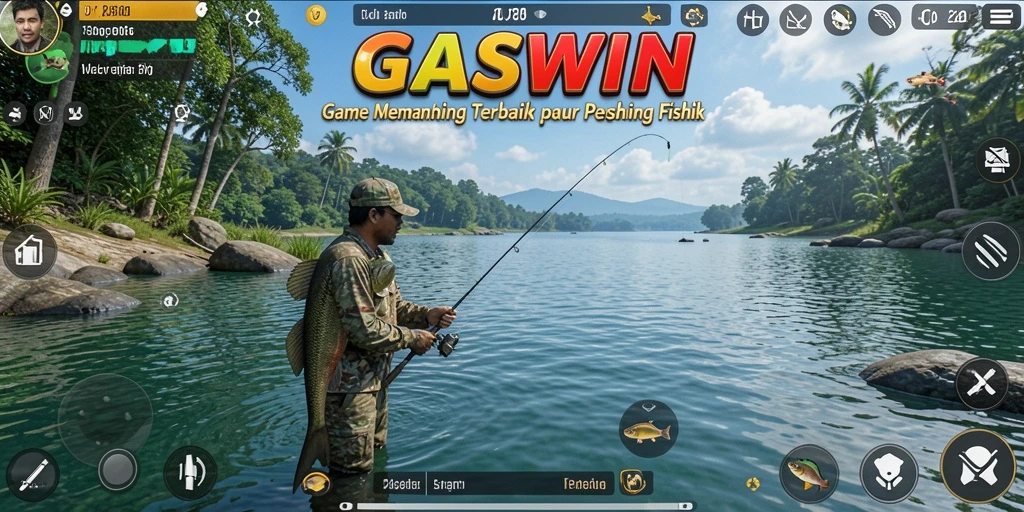 Gameplay GASWIN yang mendebarkan saat memancing di lautan.