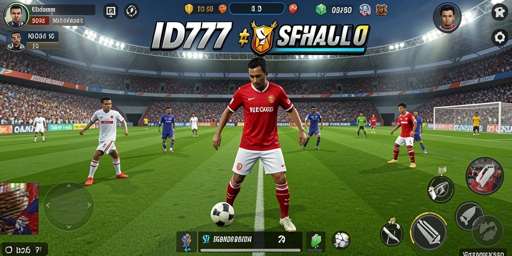 Gameplay dinamis dan seru di lapangan sepak bola.