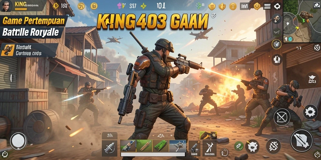 Tangkapan layar KING403 menampilkan pertempuran seru di medan perang Battle Royale.