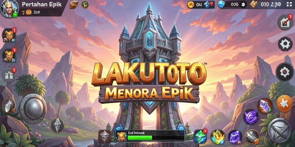 Tampilan menara dan musuh dalam aksi Tower Defense.