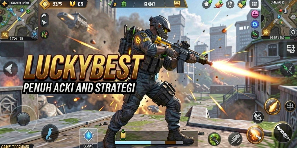 Tangkapan layar gameplay LUCKYBEST dengan aksi menegangkan di arena pertempuran.
