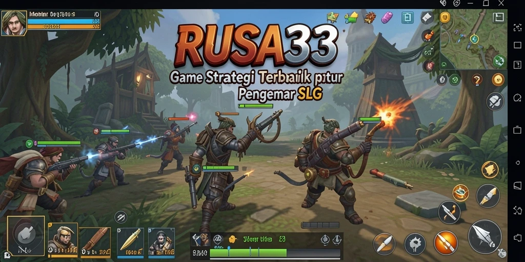 Screenshot gameplay SLG RUSA33 yang menampilkan pertempuran strategis.