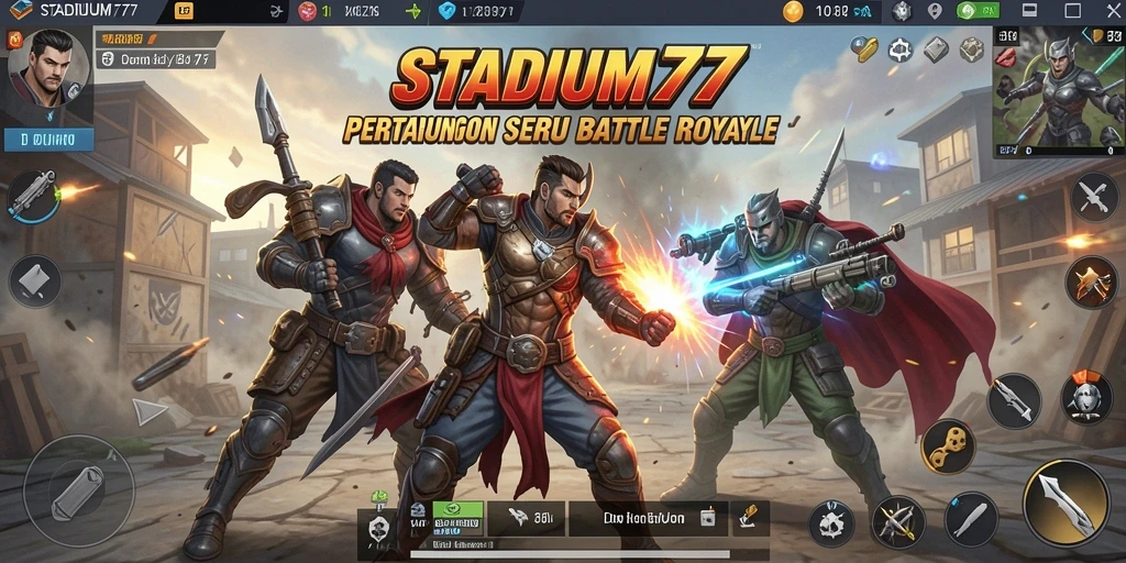 Tangkapan layar STADIUM77 yang menampilkan pertarungan seru di arena Battle Royale.