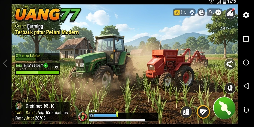 Tampilan gameplay UANG77 dengan aktivitas pertanian yang menarik.