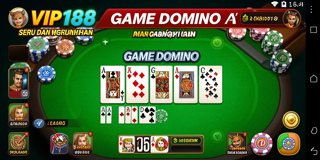 Tampilan gameplay seru dari VIP188 dengan pemain bersaing di meja Domino.